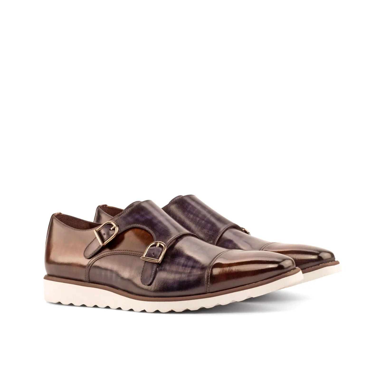 --Brown Double Monk Shoe-