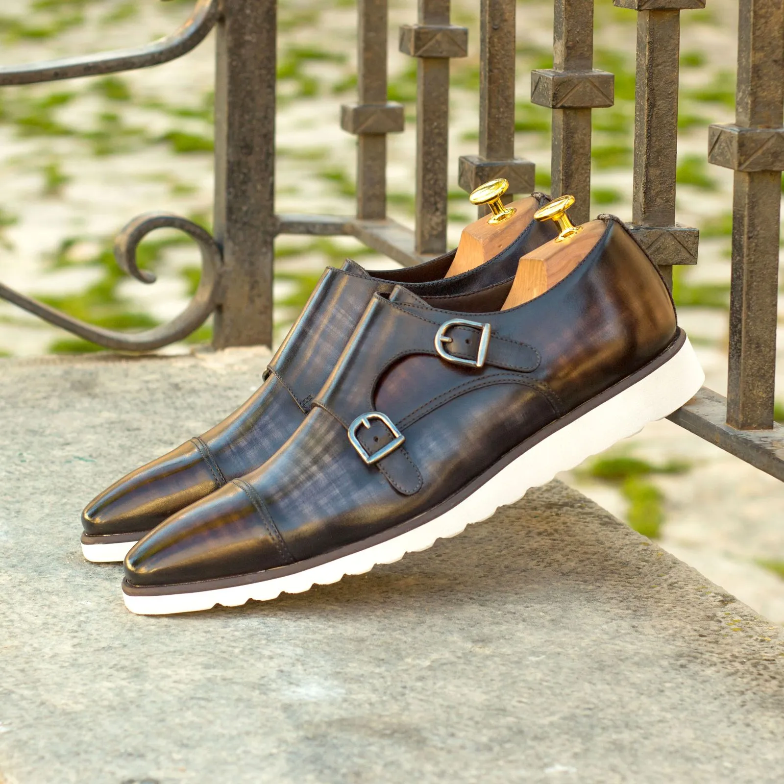 --Brown Double Monk Shoe-