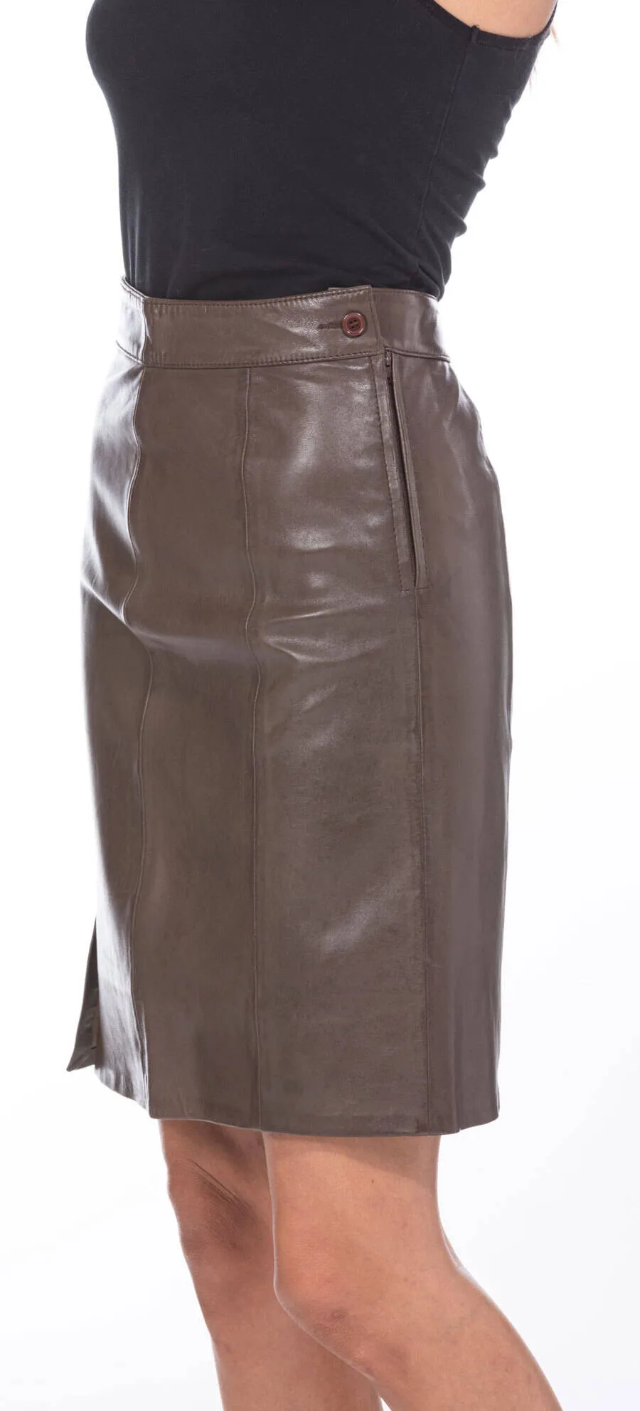 Brown leather skirt anna