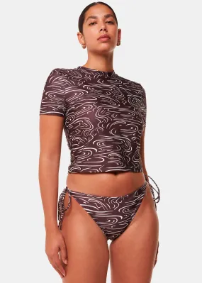 Brown The Longing Wave Print Rash Vest