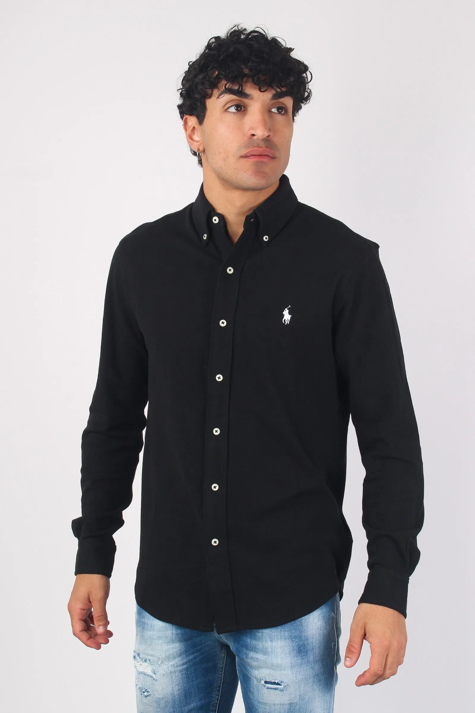 Camicia Leggera Piquet Black