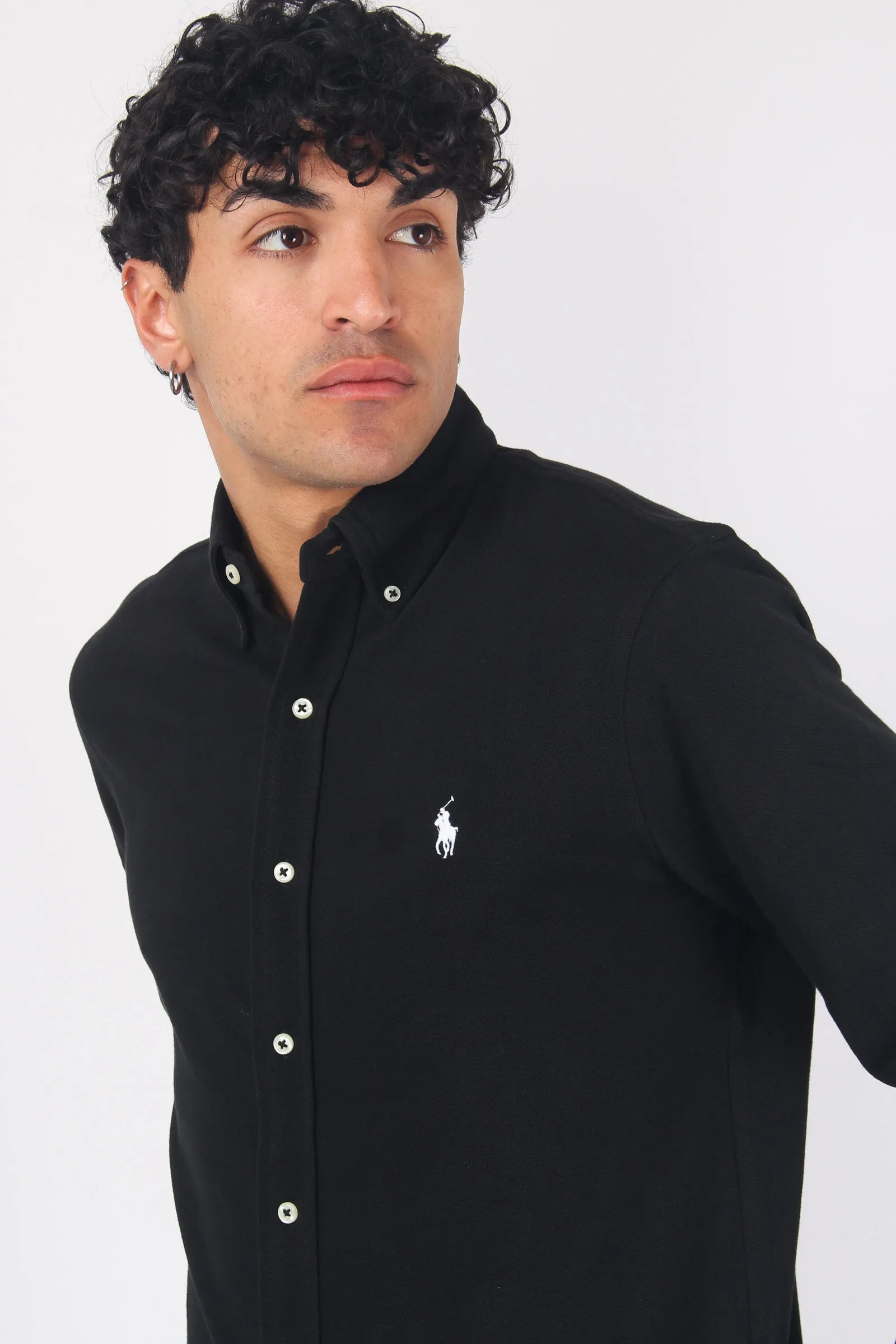 Camicia Leggera Piquet Black