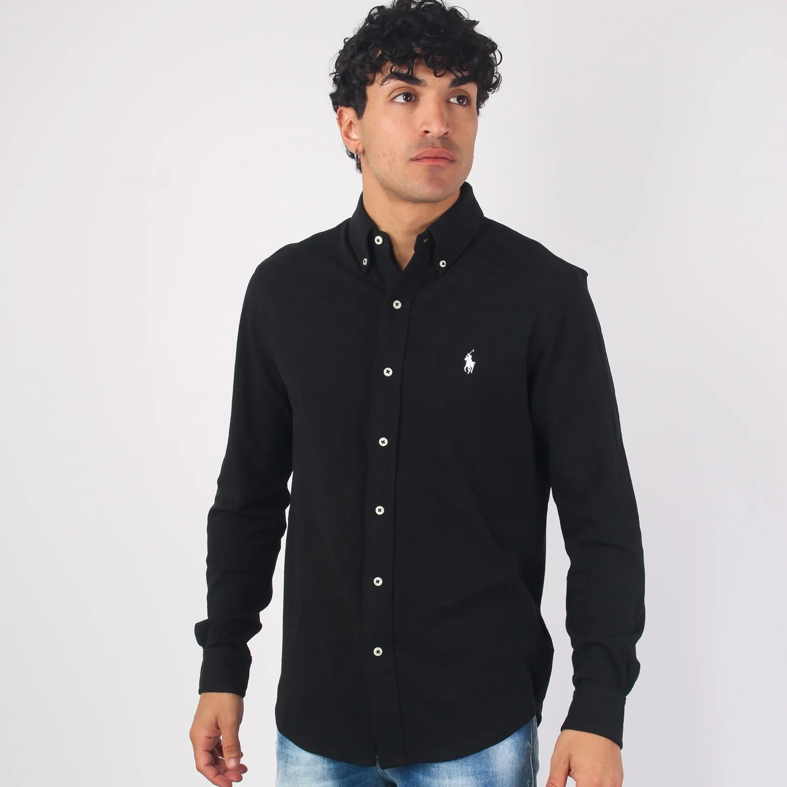 Camicia Leggera Piquet Black