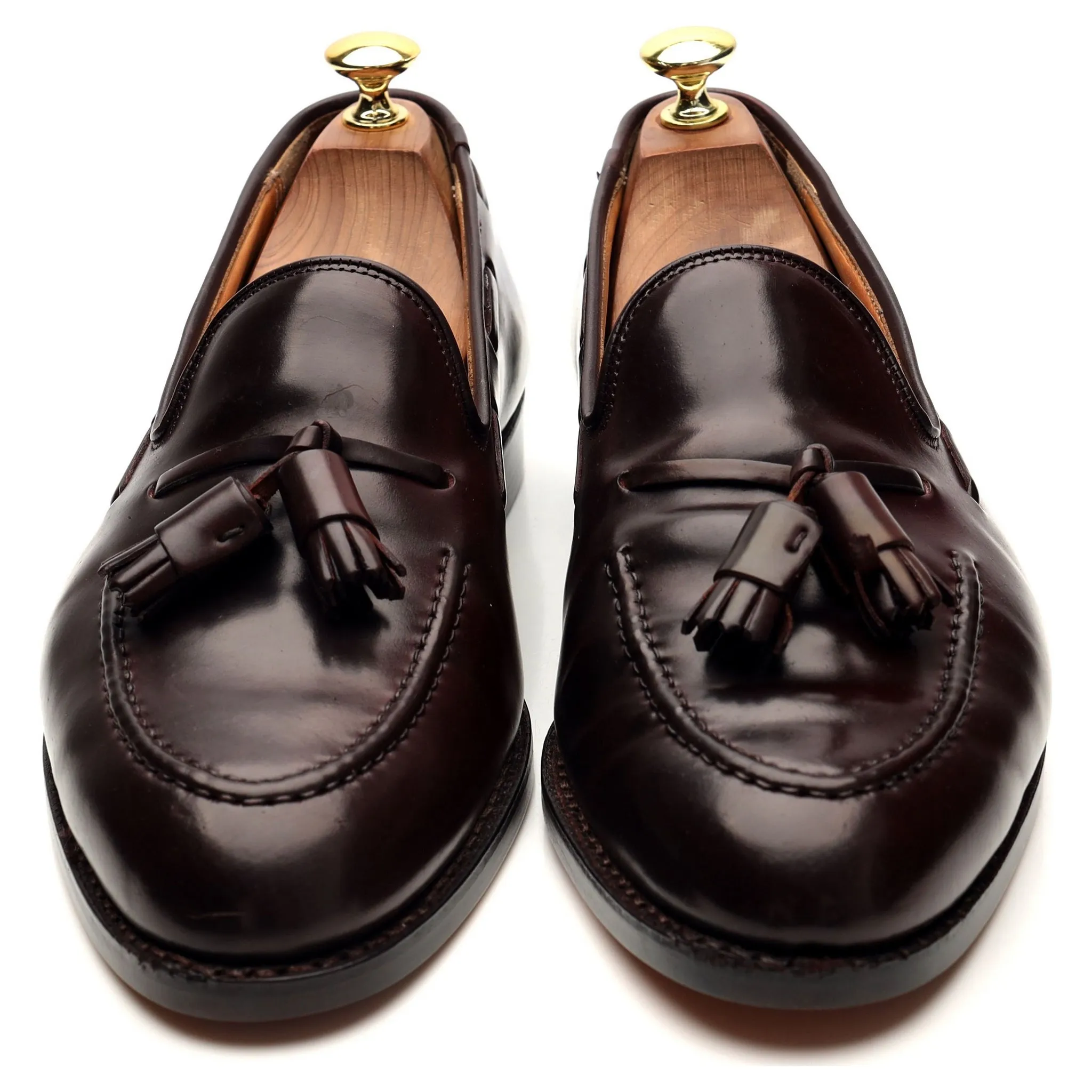 'Cavendish 2' Burgundy Cordovan Leather Tassel Loafers UK 8 E