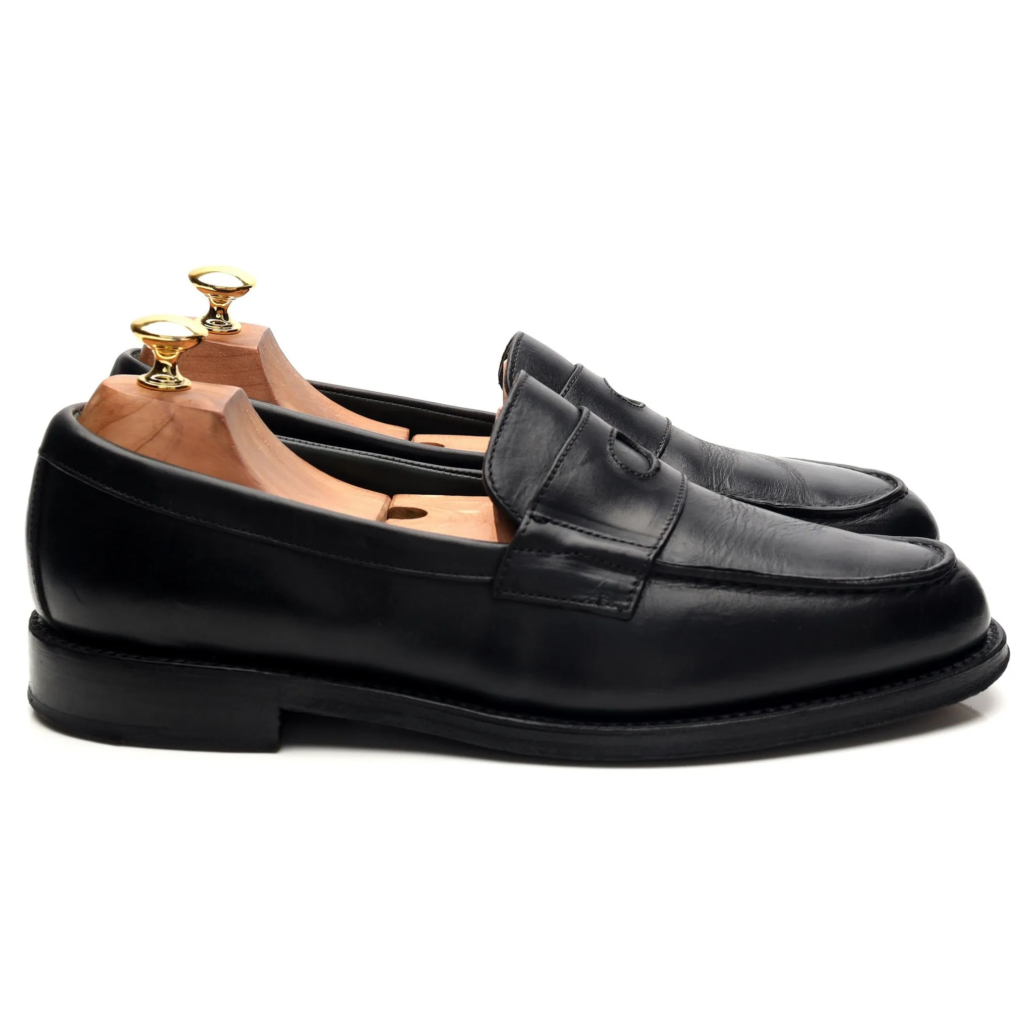 'Charles' Black Leather Loafers UK 9