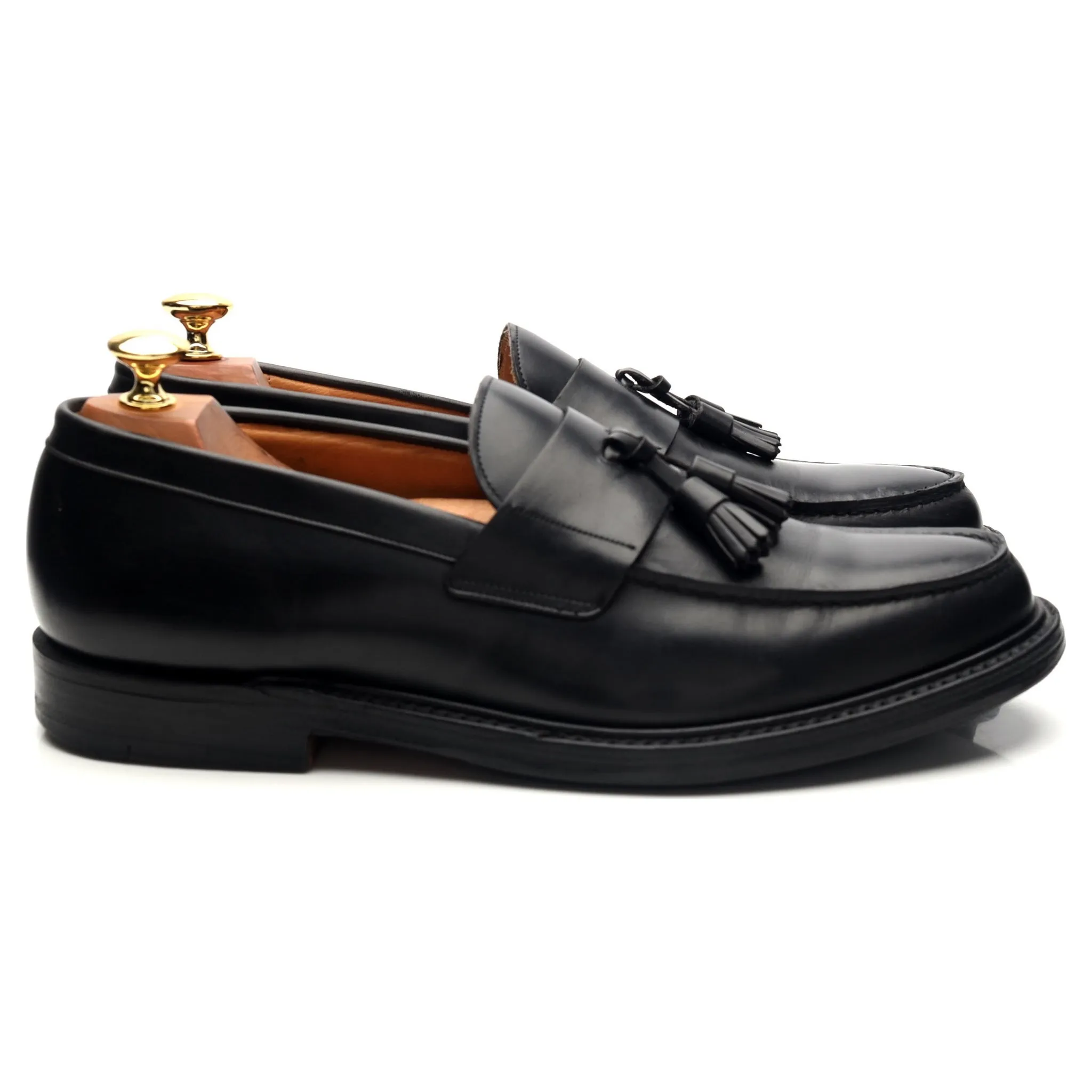 'Cheadle' Black Leather Tassel Loafers UK 9 F