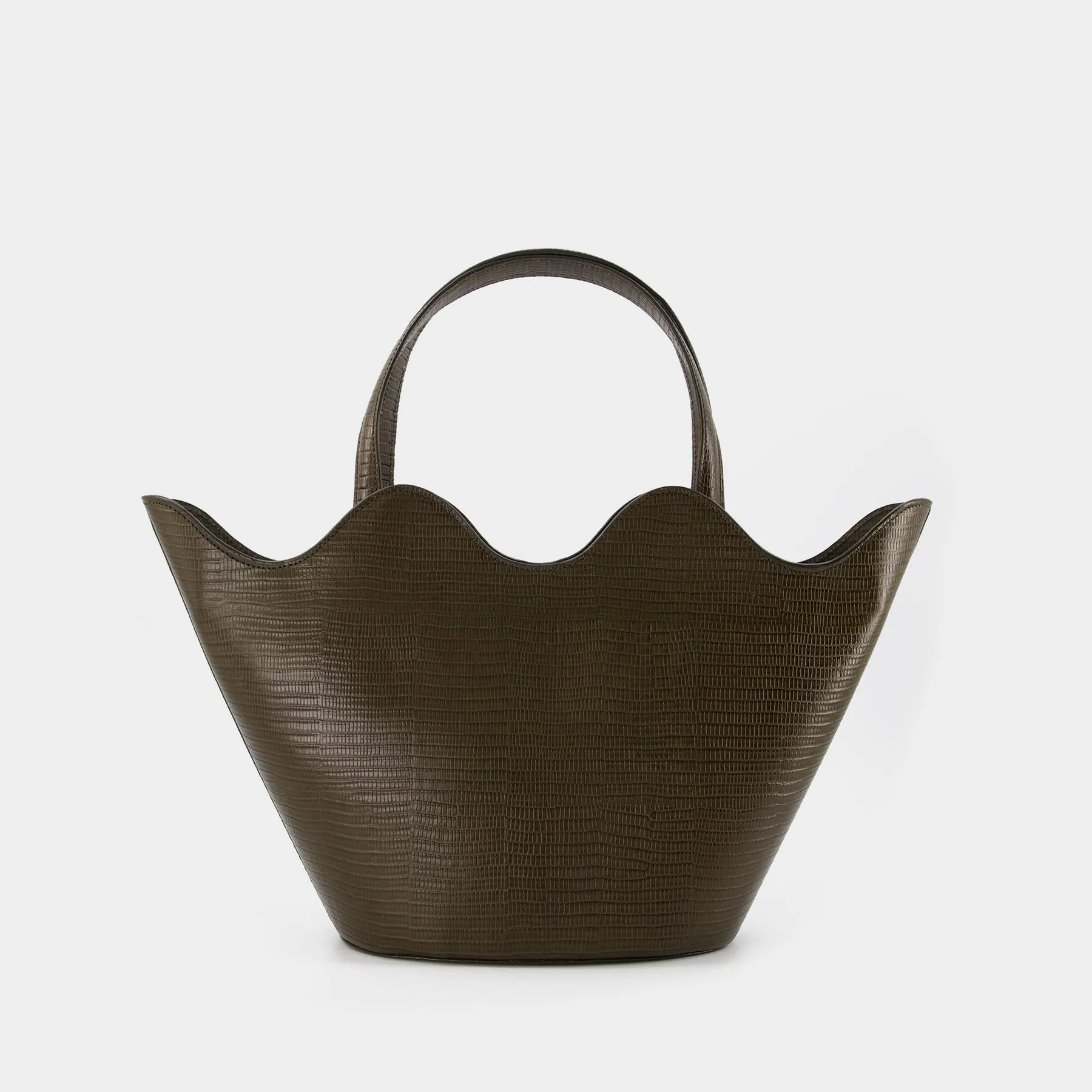 Chylak  Wavy Basket Tote Bag - Chylak - Brown - Lezard Embossed Leather