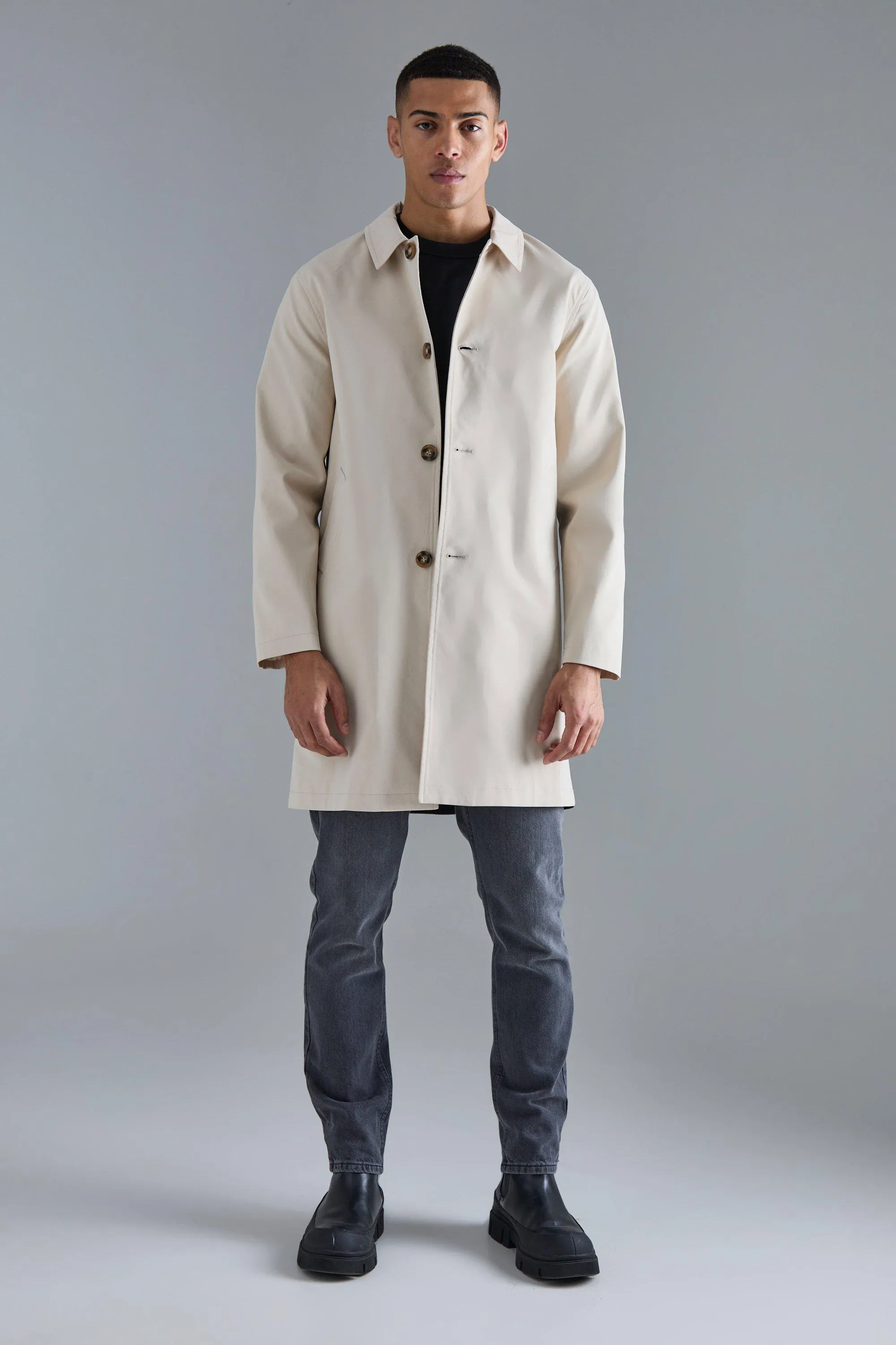 Classic Contrast Panel Trench Coat