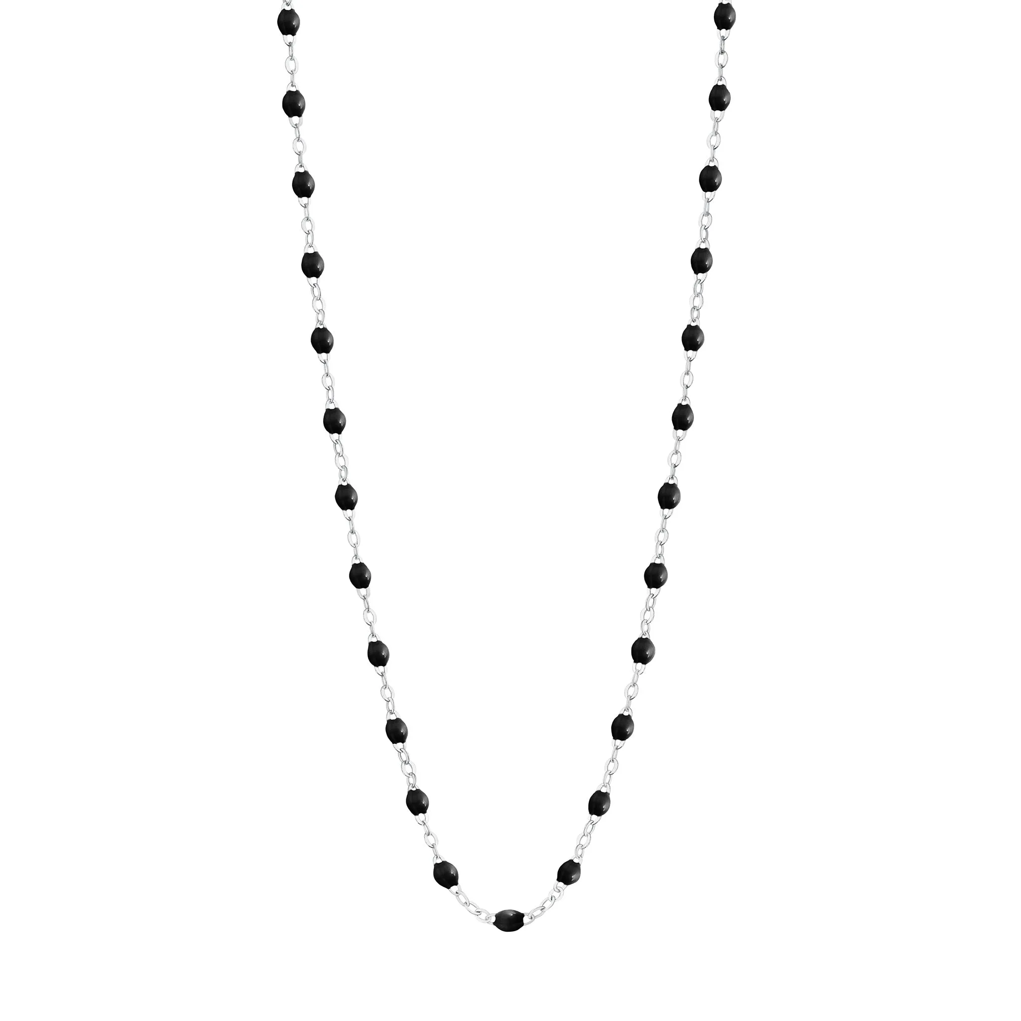 Classic Gigi Black necklace, White Gold, 17.7