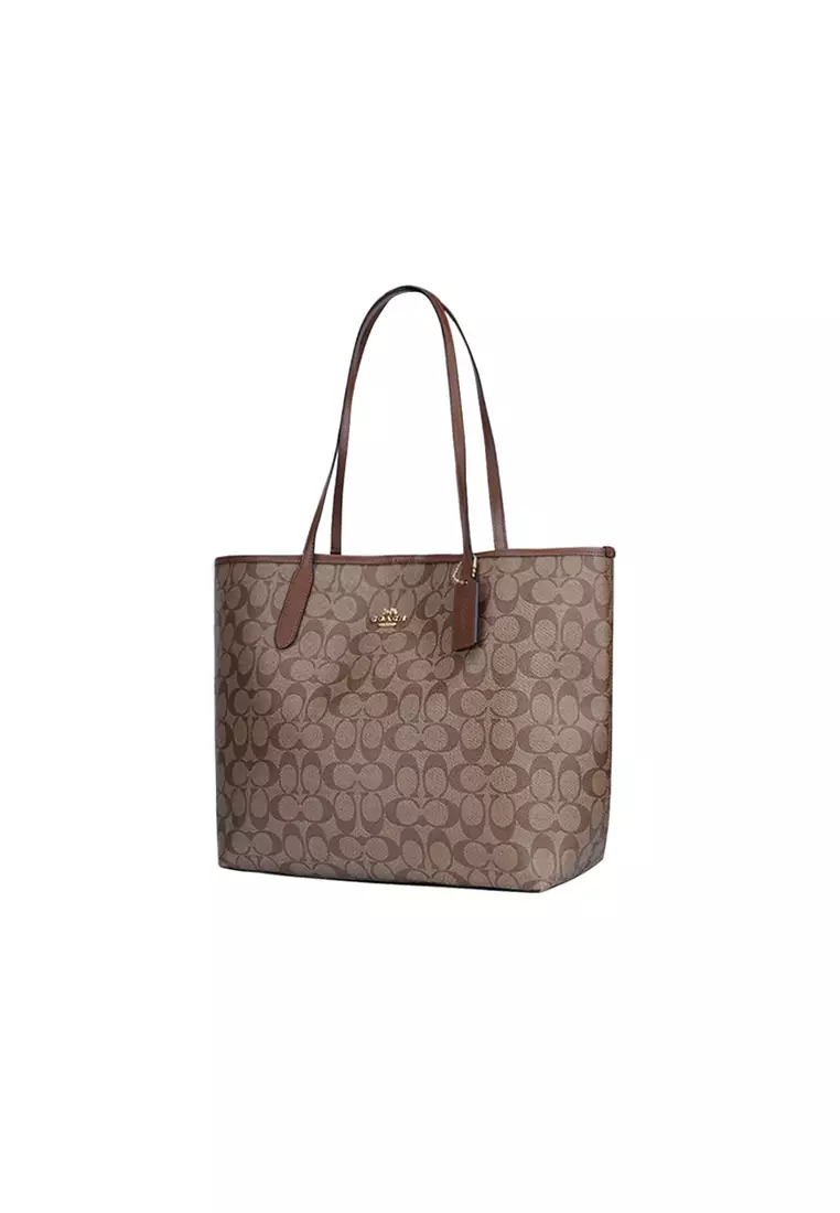 Coach COACH CITY Women's Khaki Classic Print Tote Bag