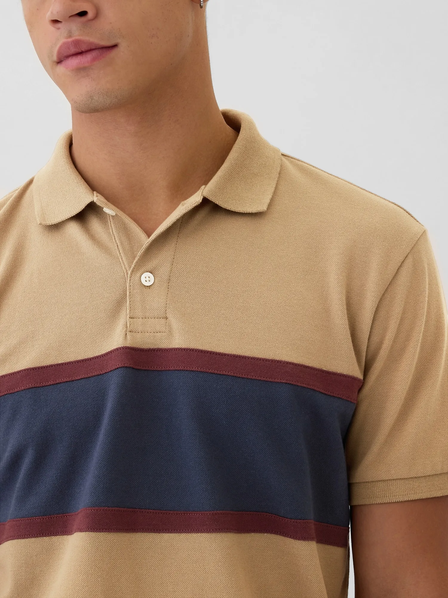 Colorblock Stretch Pique Polo Shirt