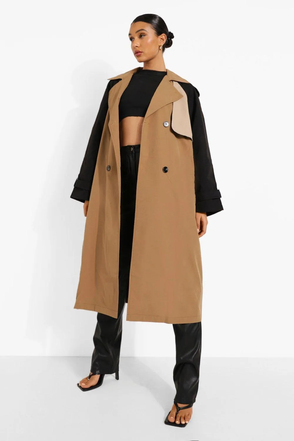 Colorblock Trench Coat