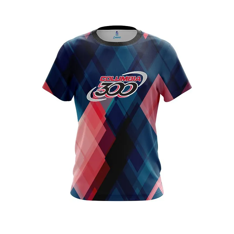 Columbia 300 Blue And Pink Diamond CoolWick Bowling Jersey