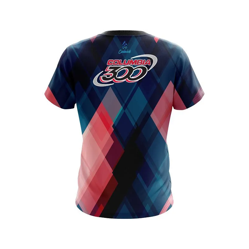 Columbia 300 Blue And Pink Diamond CoolWick Bowling Jersey