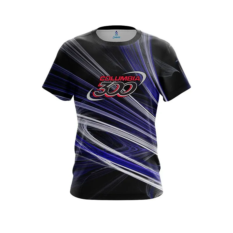 Columbia 300 Blue Motion Swirl CoolWick Bowling Jersey