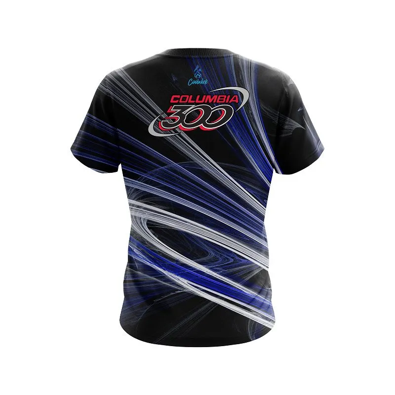 Columbia 300 Blue Motion Swirl CoolWick Bowling Jersey