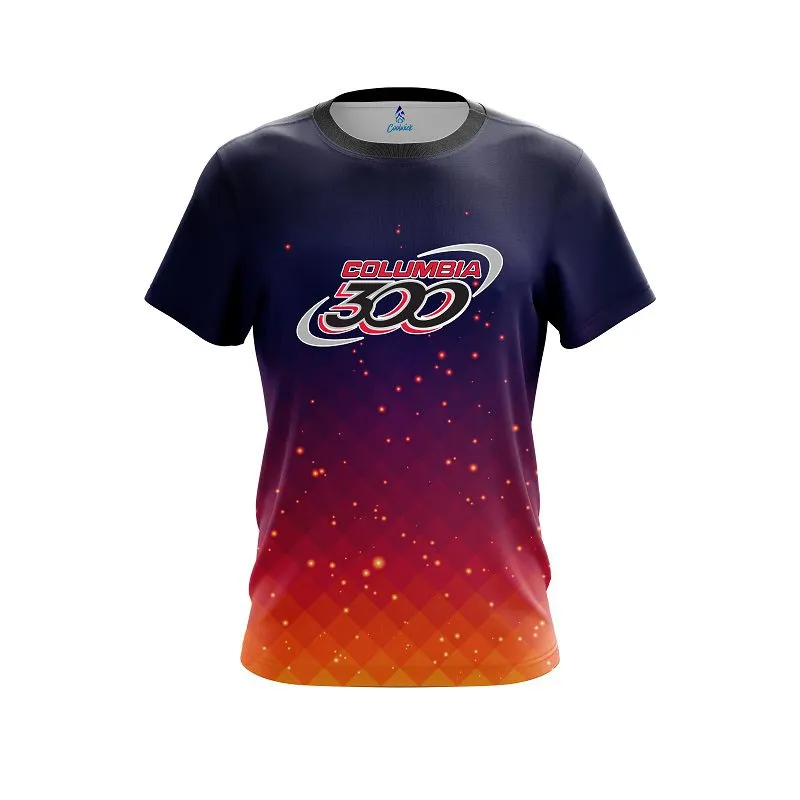 Columbia 300 Orange And Pink Fire Sparks CoolWick Bowling Jersey