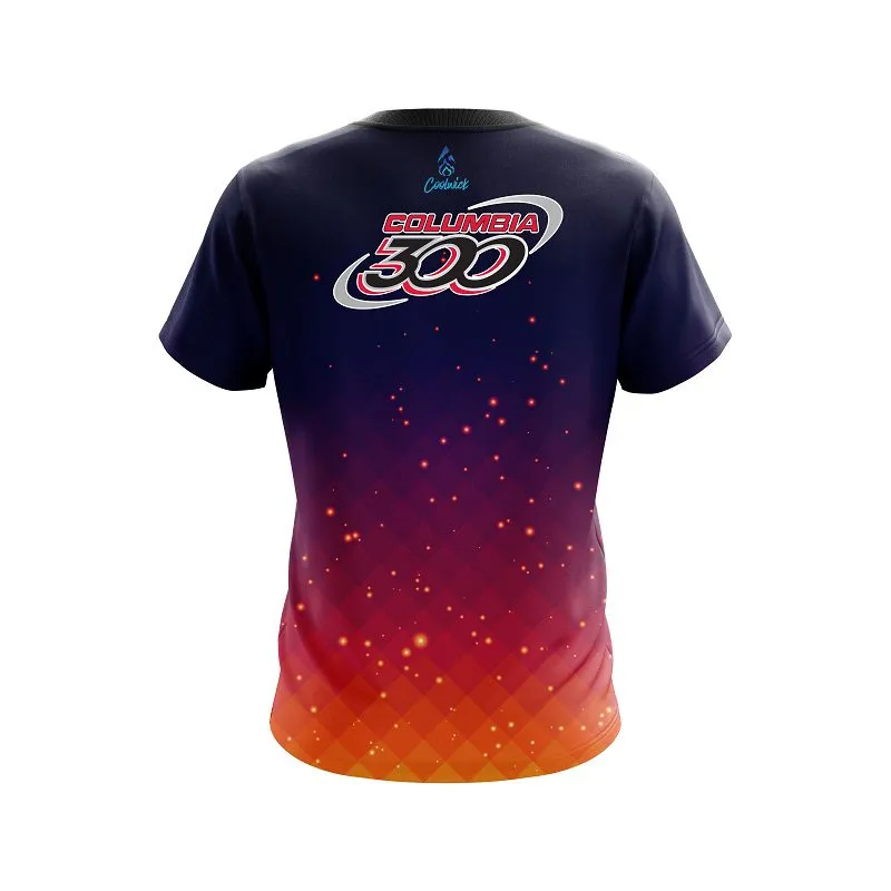 Columbia 300 Orange And Pink Fire Sparks CoolWick Bowling Jersey