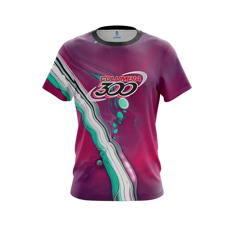 Columbia 300 Pink And Green Liquid CoolWick Bowling Jersey