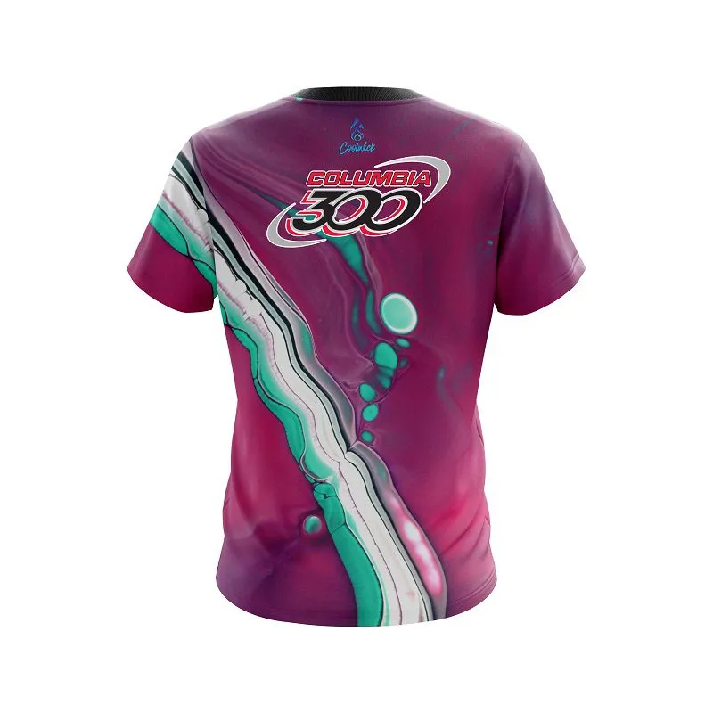 Columbia 300 Pink And Green Liquid CoolWick Bowling Jersey