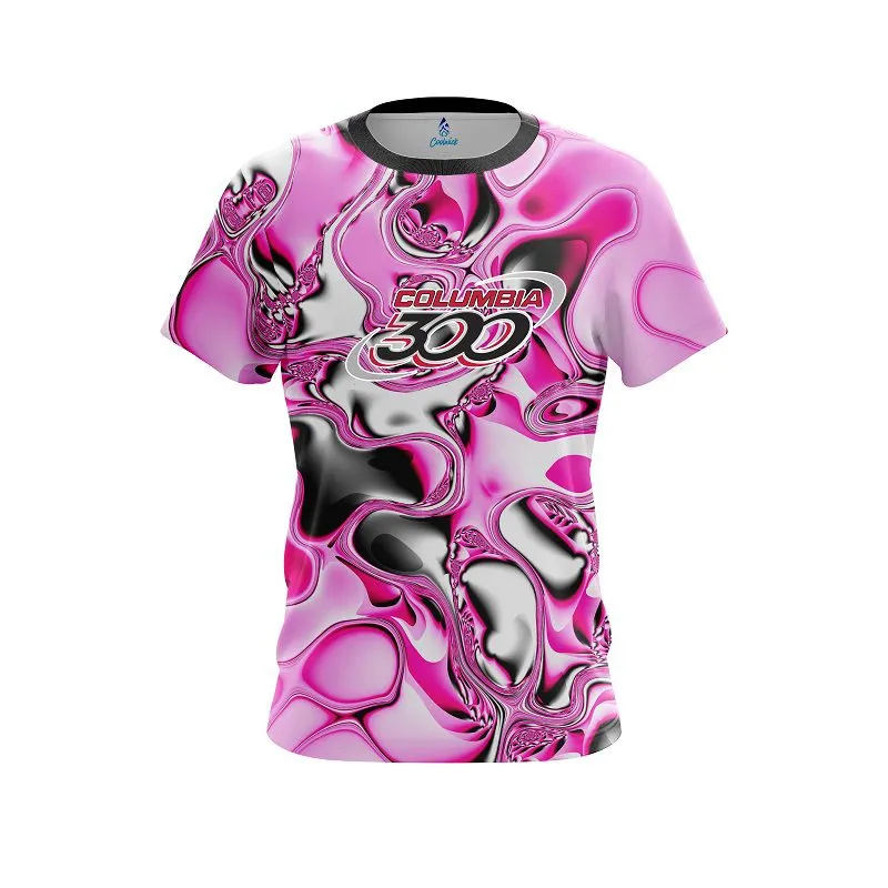 Columbia 300 Pink And White Liquid Canvas CoolWick Bowling Jersey