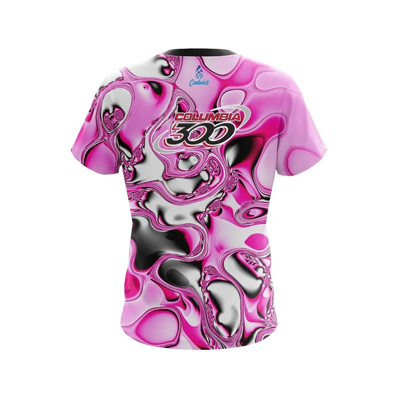 Columbia 300 Pink And White Liquid Canvas CoolWick Bowling Jersey