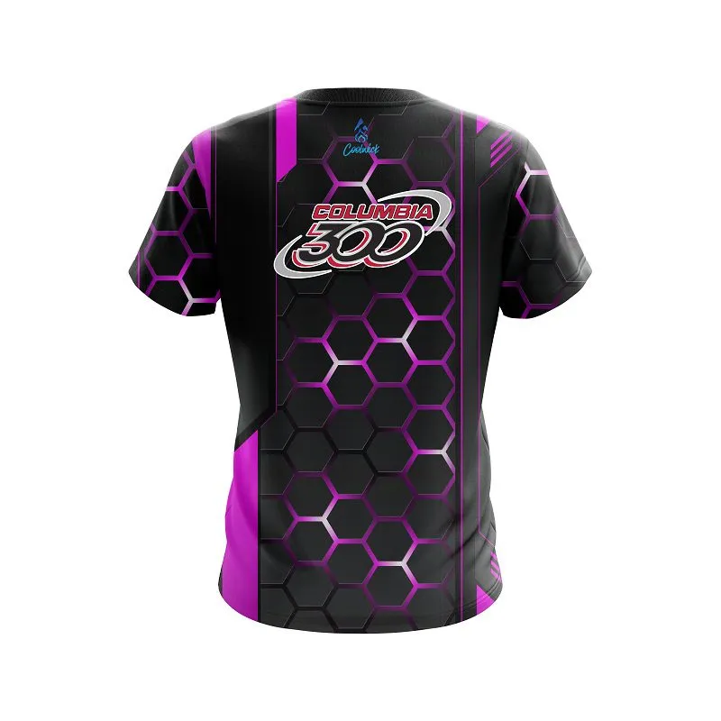 Columbia 300 Pink Steel Comb CoolWick Bowling Jersey