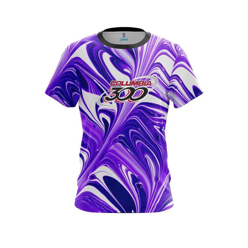 Columbia 300 Purple And White Liquid Swirls CoolWick Bowling Jersey