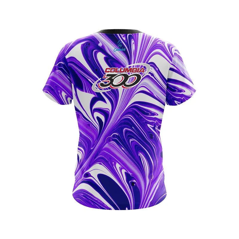 Columbia 300 Purple And White Liquid Swirls CoolWick Bowling Jersey