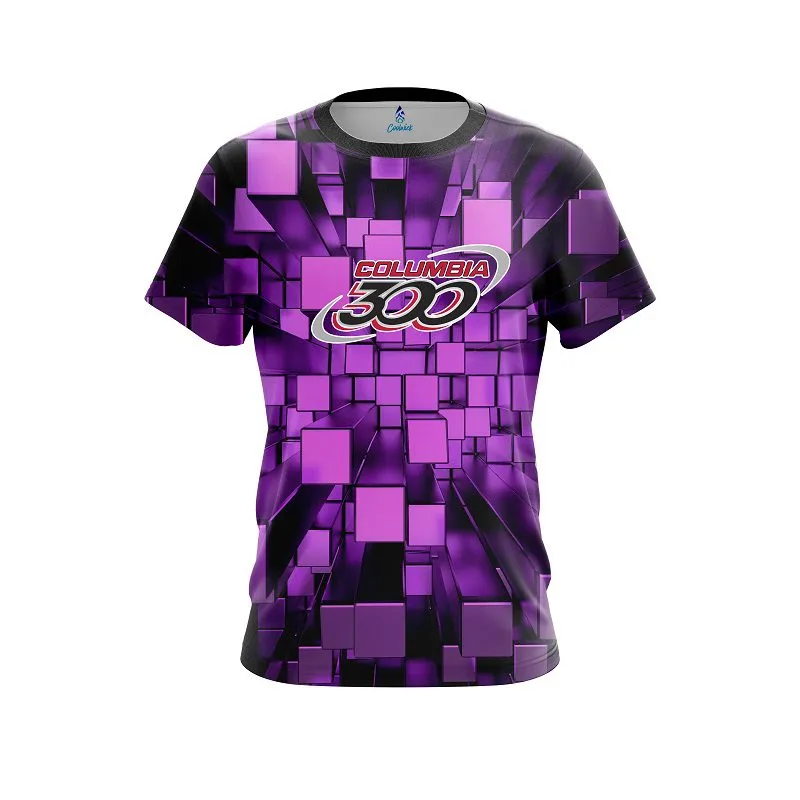 Columbia 300 Purple Block Burst CoolWick Bowling Jersey