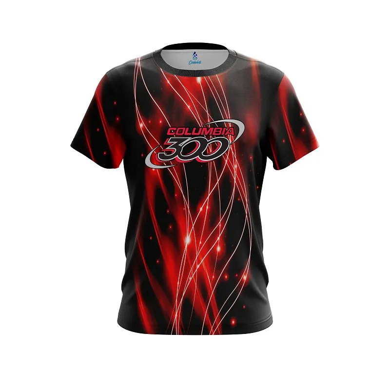 Columbia 300 Red Spiral Waves CoolWick Bowling Jersey