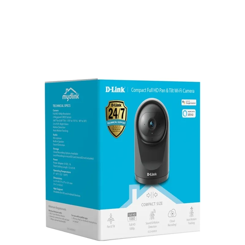 D-Link DCS-6500LHV2 Compact Full HD Pan & Tilt Wi-Fi Camera Black