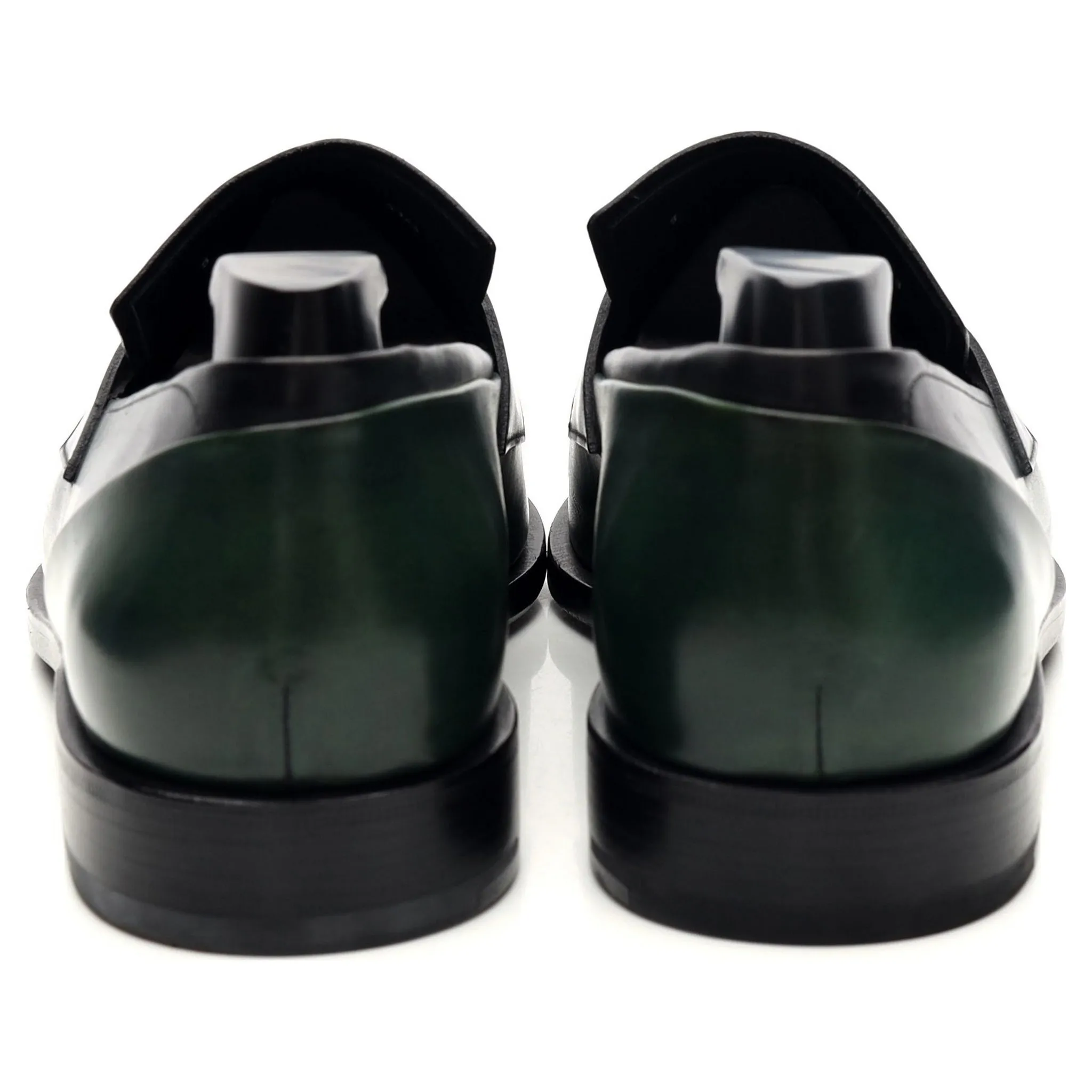 Dark Green Patina Leather Loafers UK 9