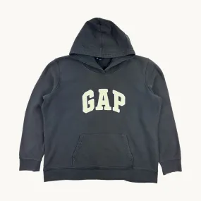 Dark Grey 90s GAP Spellout Hoodie Sweatshirt (L)