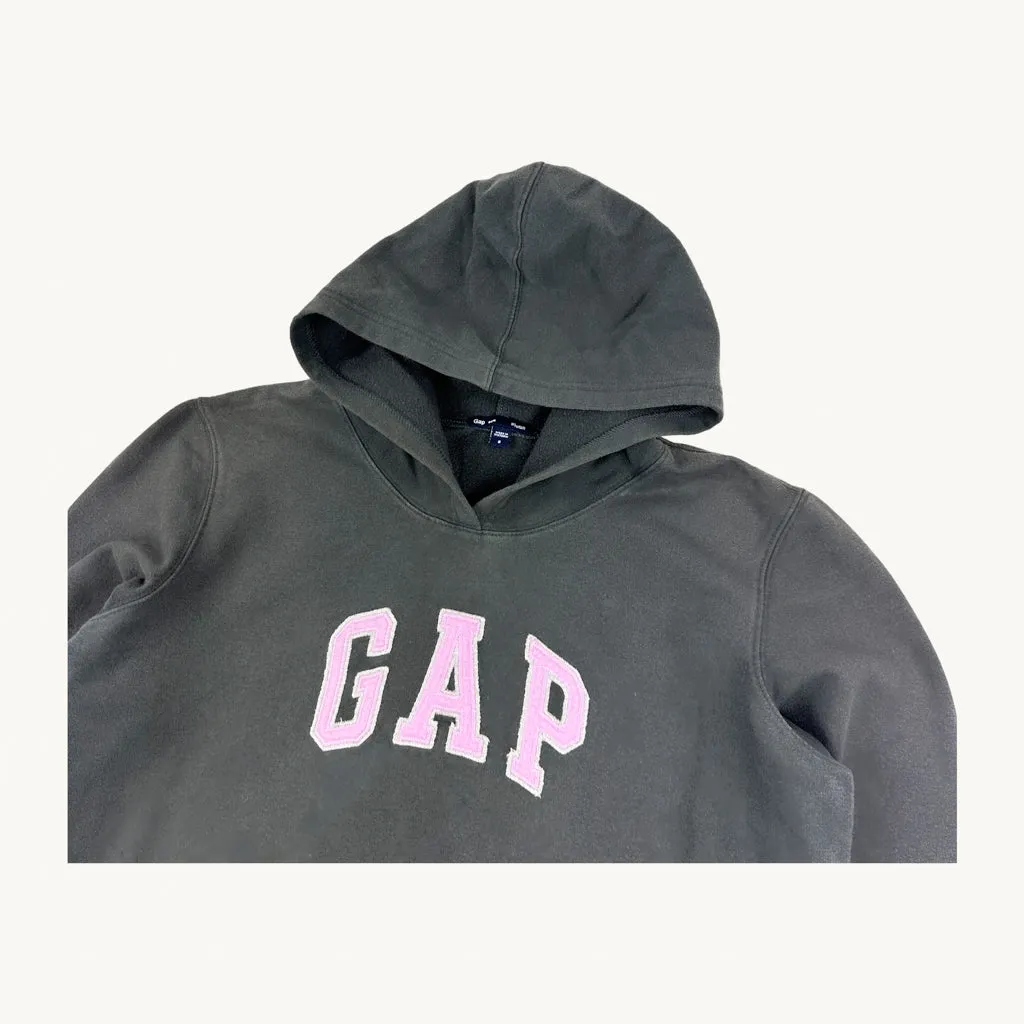 Dark Grey 90s GAP Spellout Hoodie Sweatshirt (S)