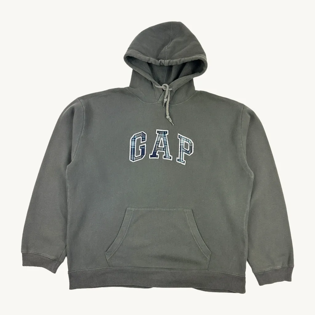 Dark Grey 90s GAP Spellout Hoodie Sweatshirt (XL)