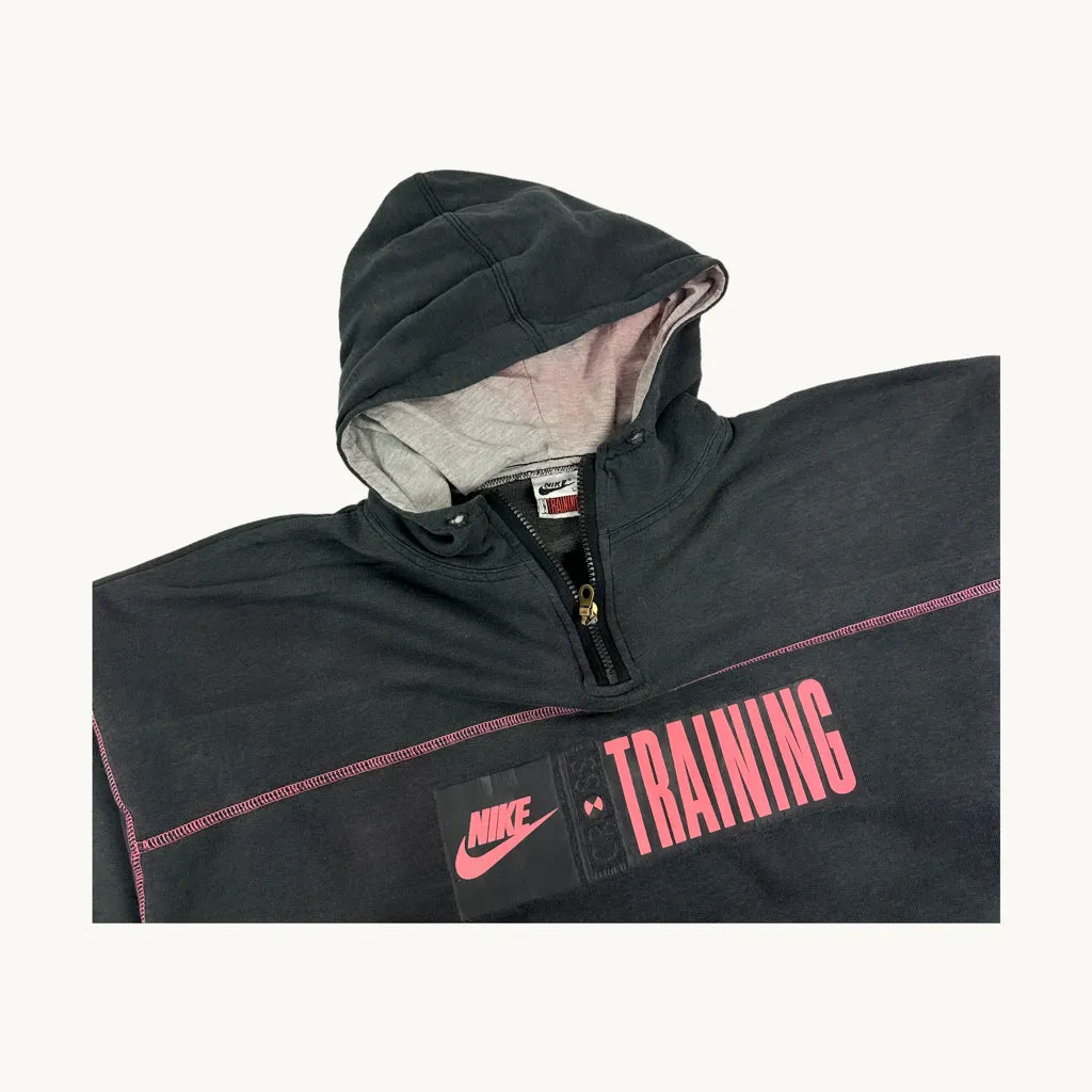 Dark Grey 90s NIKE Spellout Cross-training Hoodie Sweatshirt (L)