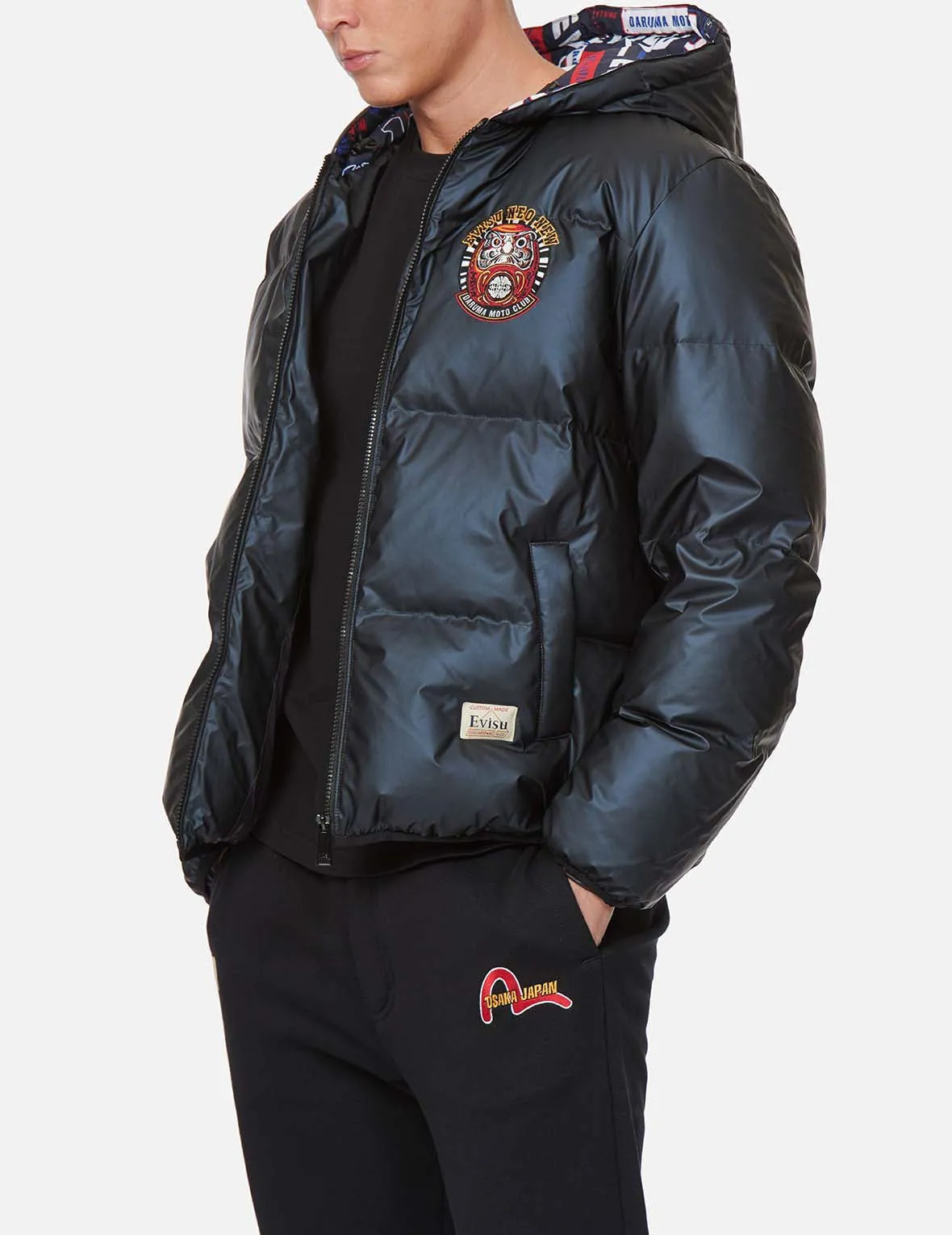 Daruma Moto Club Motif Embroidery Down Jacket