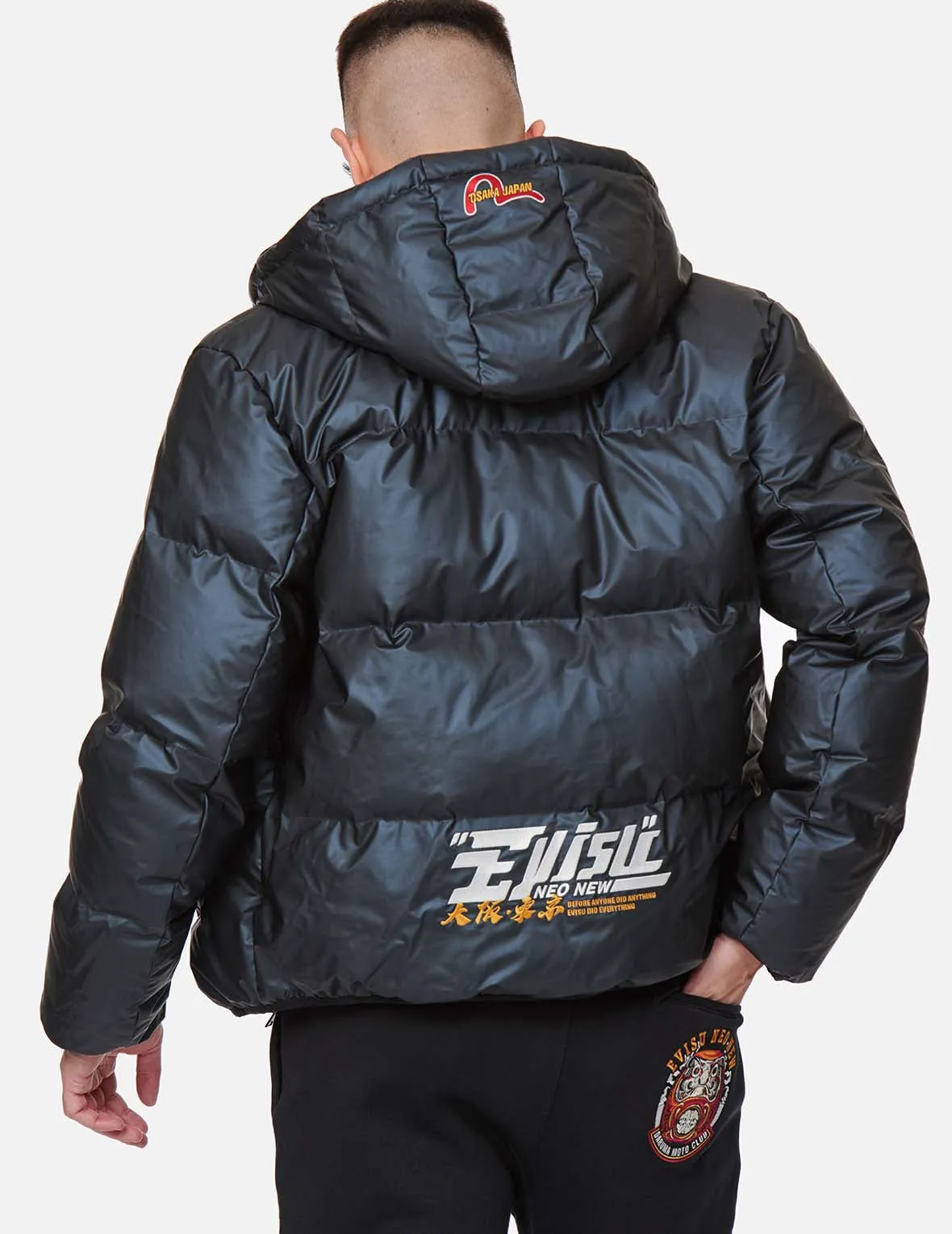 Daruma Moto Club Motif Embroidery Down Jacket