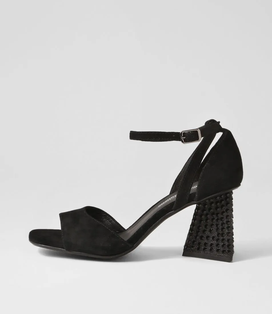 DJANGO & JULIETTE Laixi Black Suede Jewels Sandals