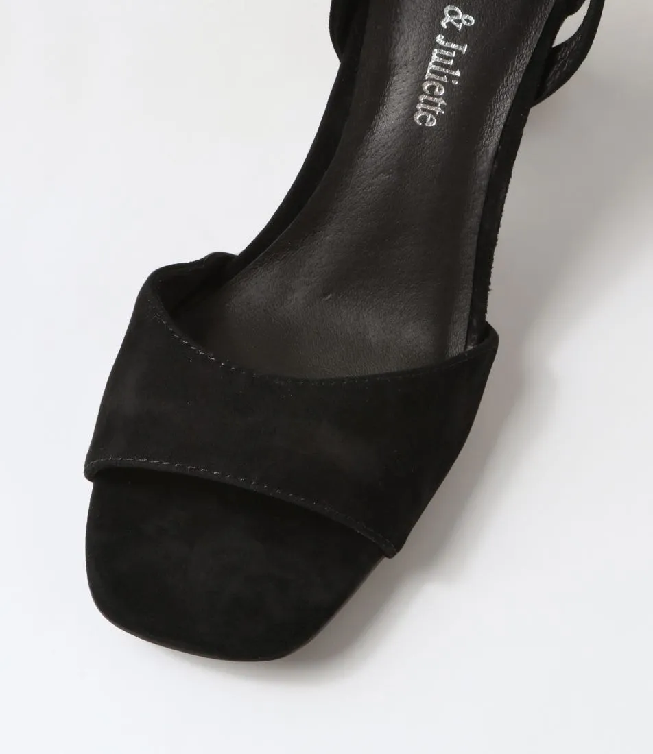 DJANGO & JULIETTE Laixi Black Suede Jewels Sandals