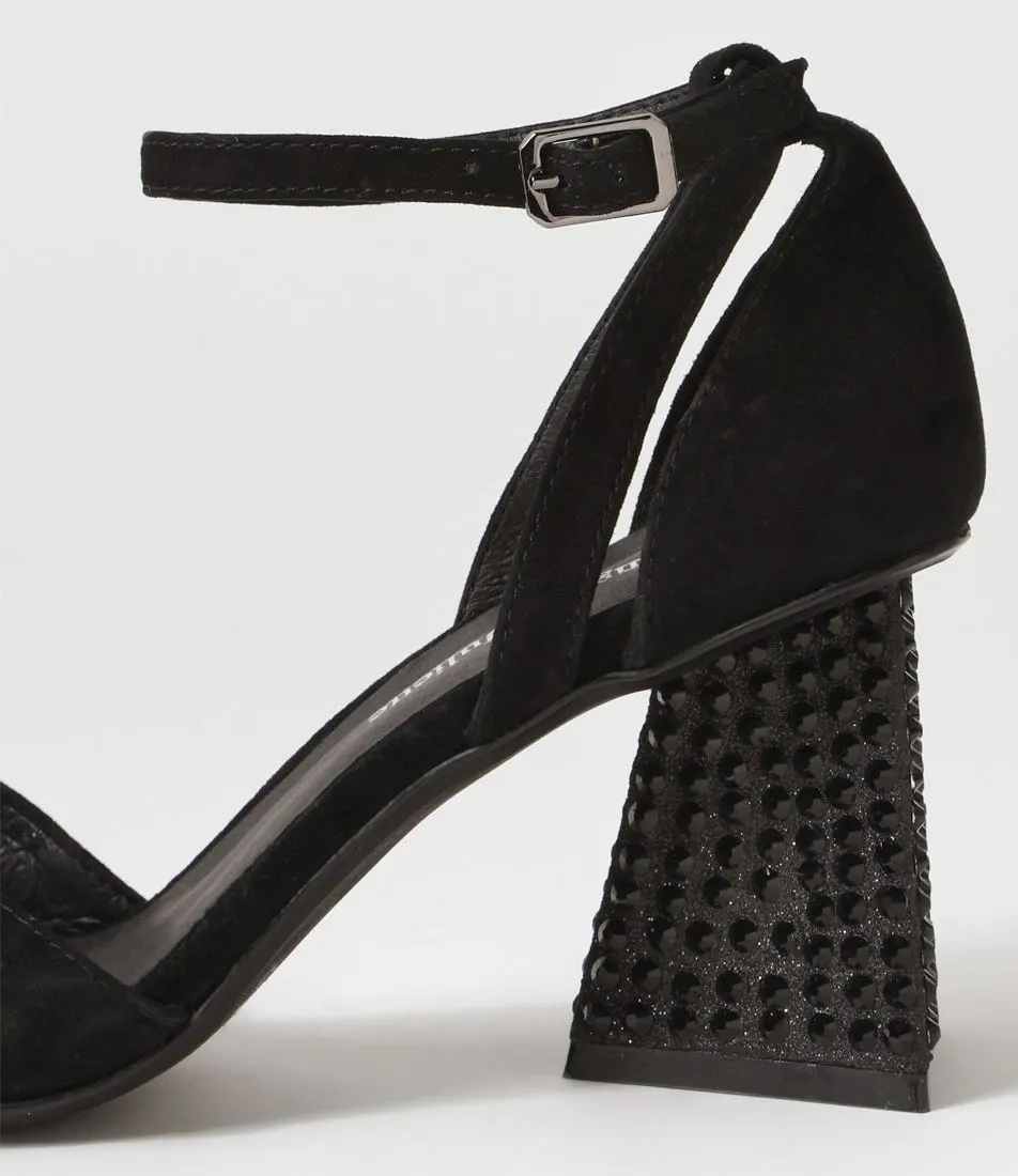 DJANGO & JULIETTE Laixi Black Suede Jewels Sandals