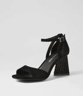 DJANGO & JULIETTE Laixi Black Suede Jewels Sandals