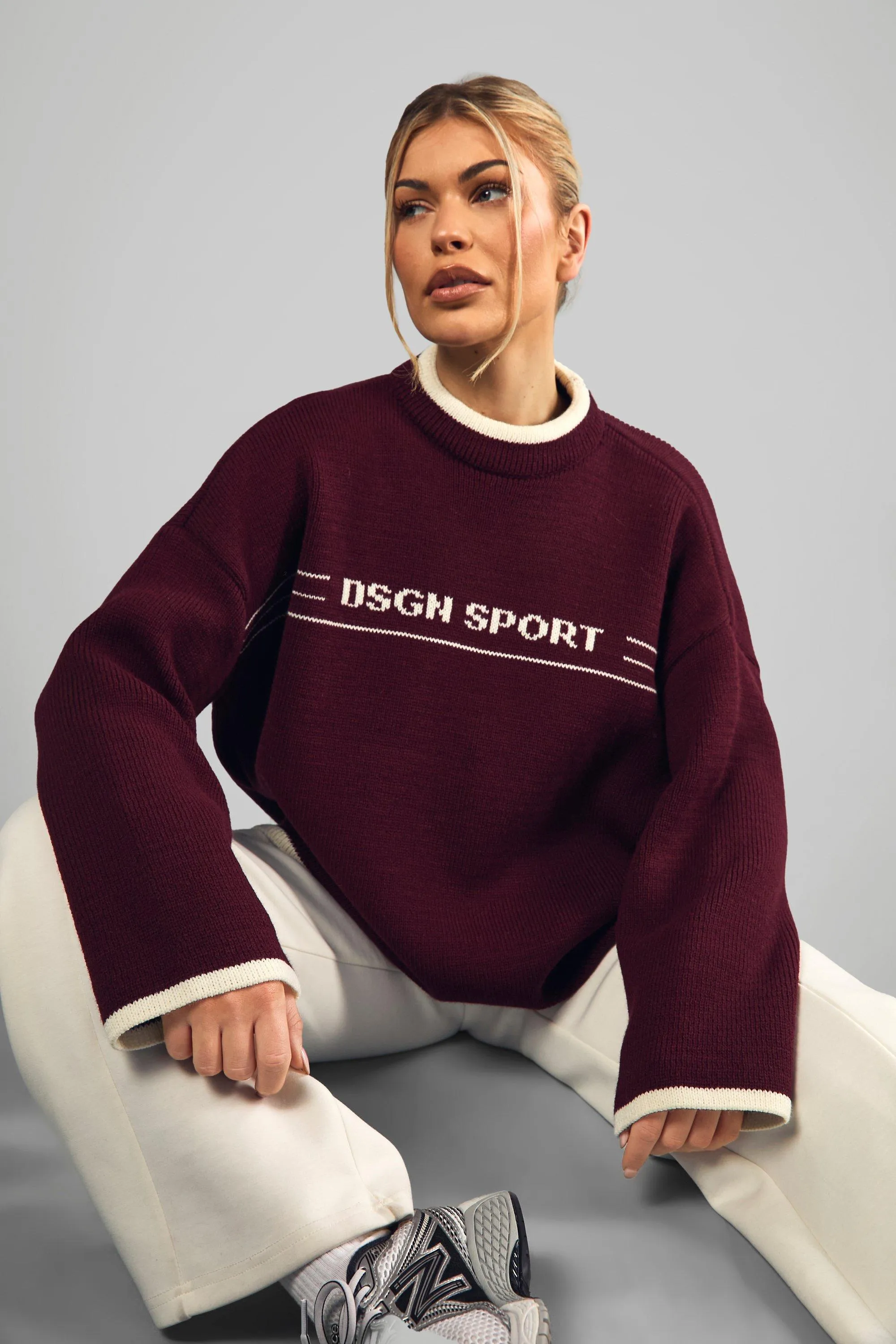 Dsgn Sport Oversized Crew Neck Knitted Sweater