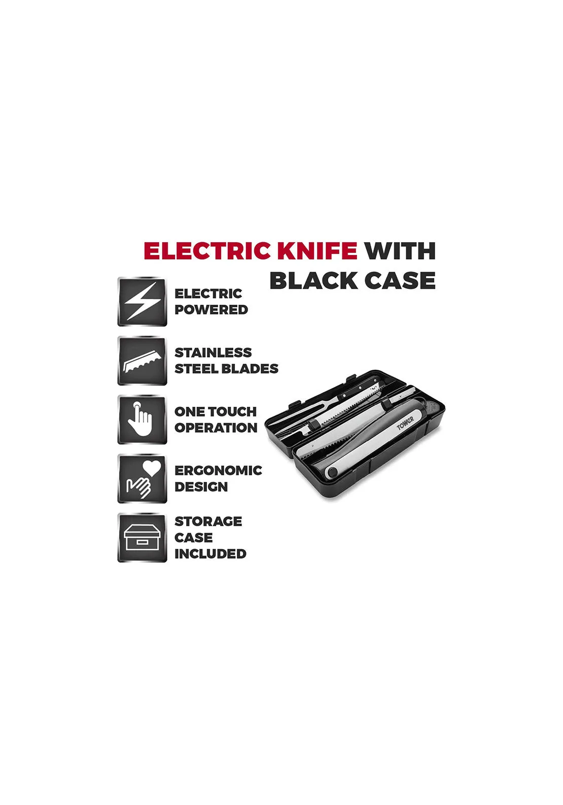 Electric Knife With Fork & Black Case | T19028