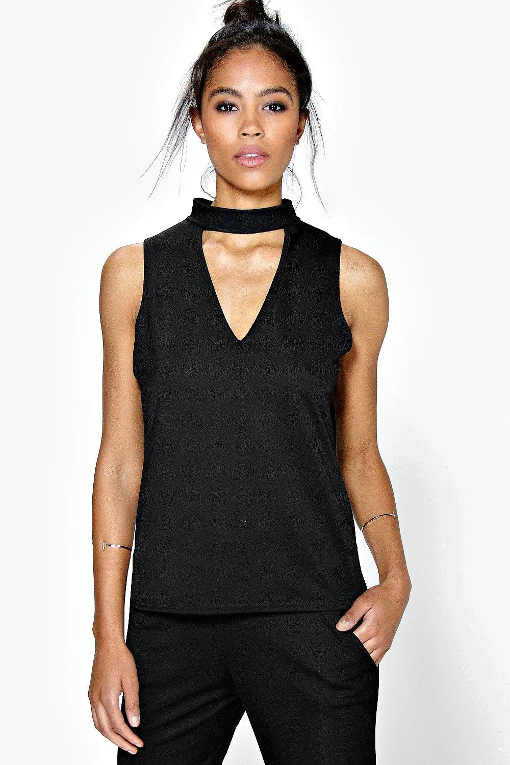 Elisa Cut Out Choker Sleeveless Top