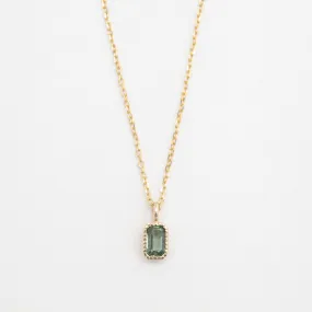 Emerald Cut Green Sapphire Wisp Necklace