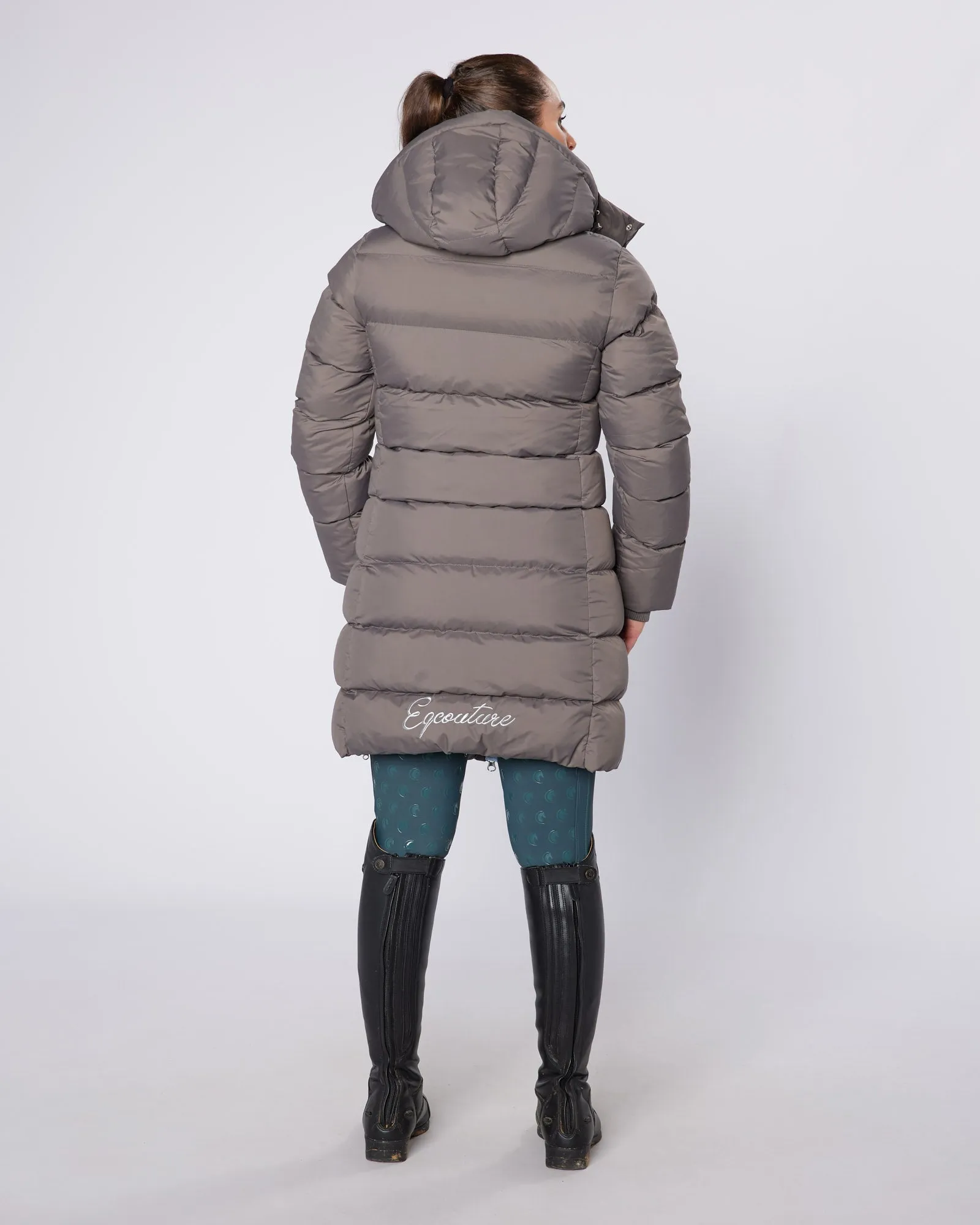 Exclusive Long Grey Puffer Coat / Jacket - Detachable Hood