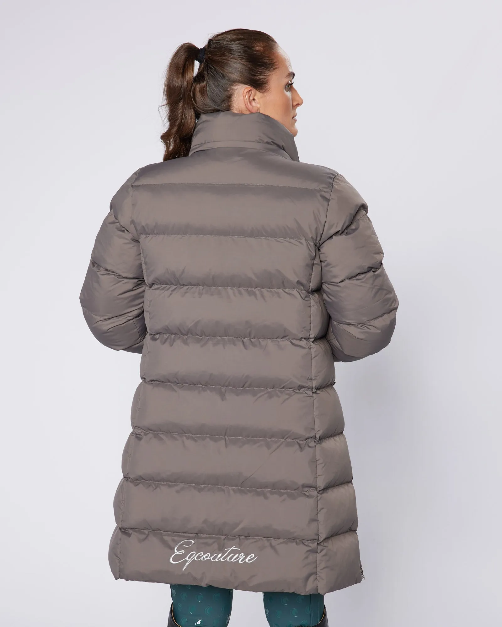 Exclusive Long Grey Puffer Coat / Jacket - Detachable Hood