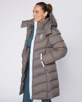 Exclusive Long Grey Puffer Coat / Jacket - Detachable Hood